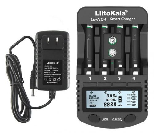 LiitoKala Lii-ND4 1,2 V NiMH/Cd-Akkuladegerät mit LCD-Anzeige zum Testen der Akkukapazität für AA, AAA und 9 V-Batterien