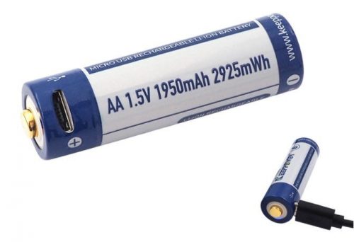 2 Stück Keeppower AA 1.5V 3390mWh Lithium-Ionen-Akku (wiederaufladbar über micro USB)